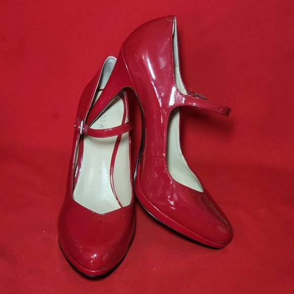 Nine West Womens Shoes Red Mary Jane Pumps Ankle Strap Spike High Heels 9M - Picture 6 of 15